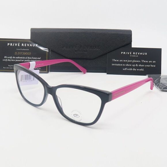 Prive Revaux Good Notes C91 New Black/Magenta Blue Block  Eyeglasses - Picture 1 of 7